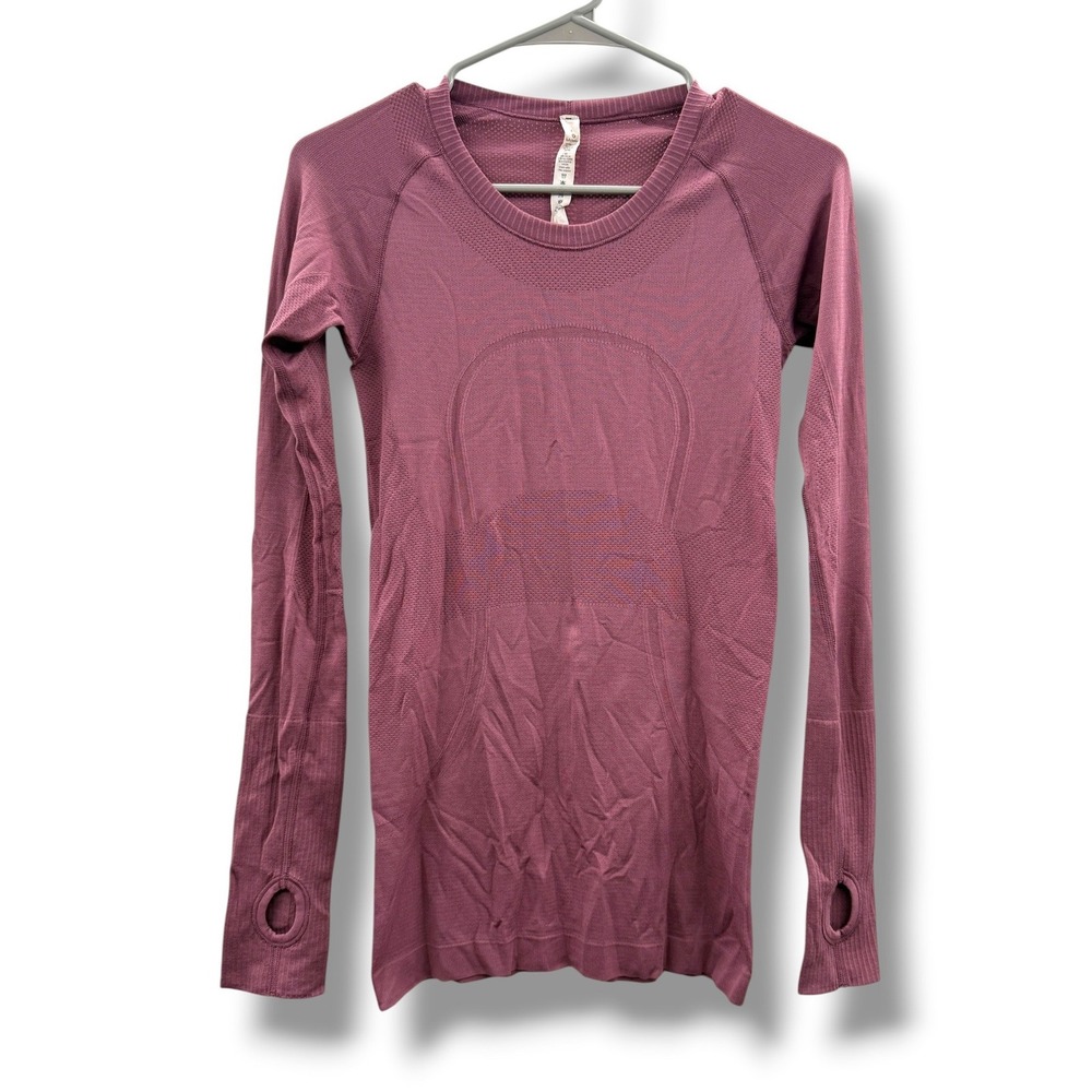 Lululemon Swiftly Tech 2.0 Long Sleeve Shirt Womens 4 Magenta Plum Thumbholes